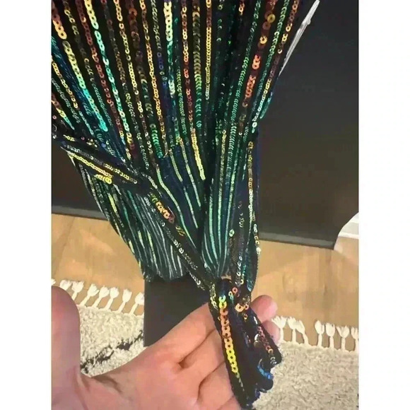 GB Girls Multicolor Rainbow Stripe Sequin Midi Dress - Picture 3 of 10